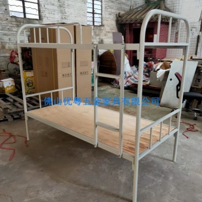 广西单人铁架床租房用木板单层铁架床批发上下金属铁木床厂家